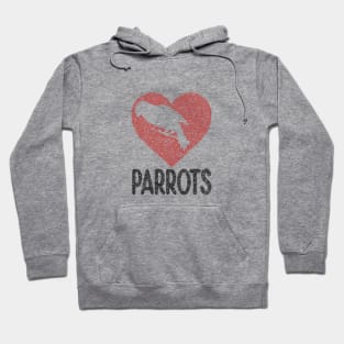 Distressed Parrot In Red Heart Circle Design Hoodie